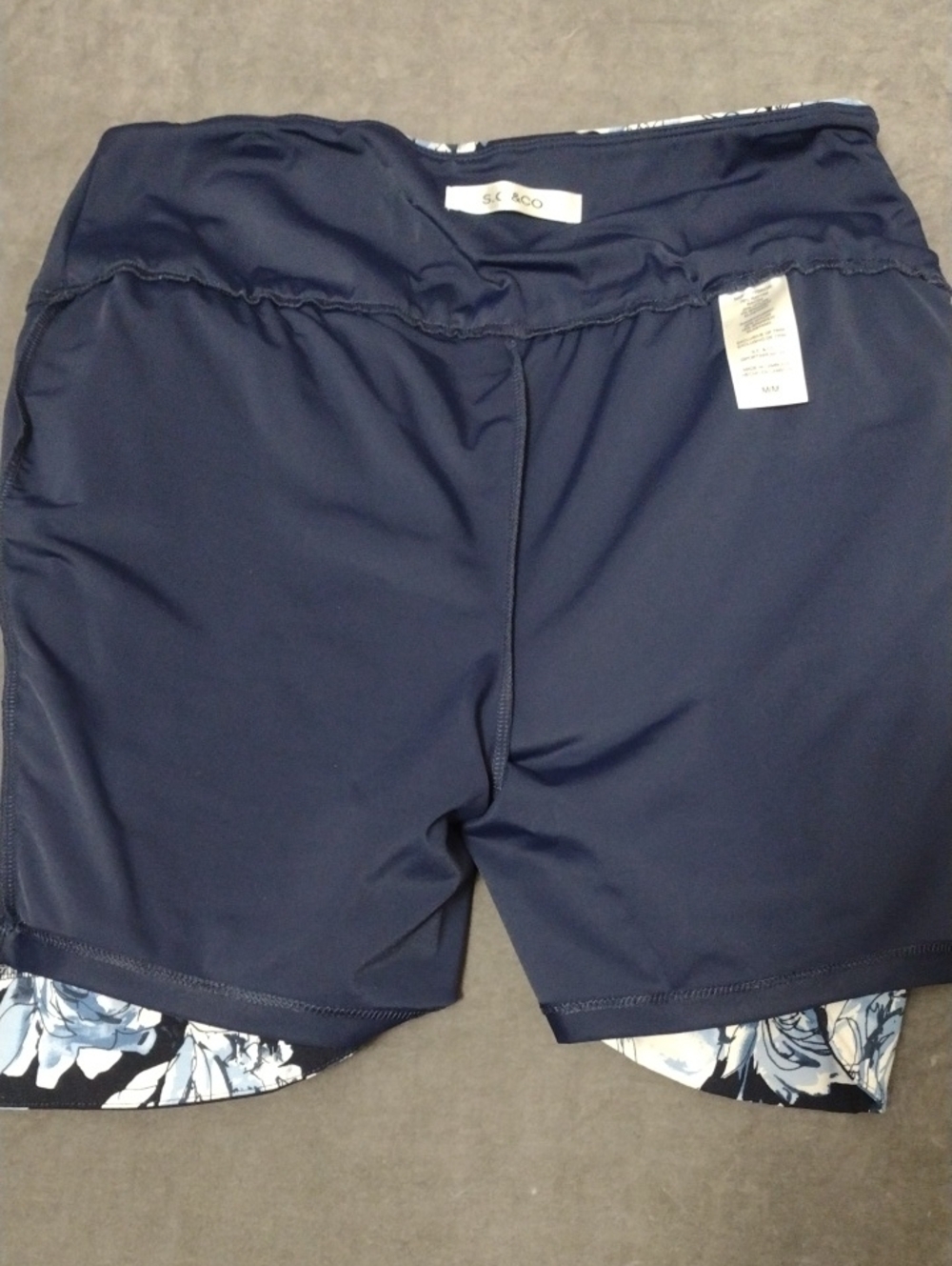 S.C.& Co Medium Blue Floral Print Mini Skort Skirt Athletic Casual Pocket Front - Picture 4 of 9